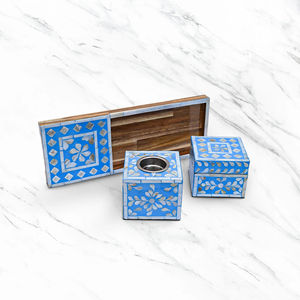 Quemador de Incienso en Forma de Cubo de Madreperla Azul - Product Image 4