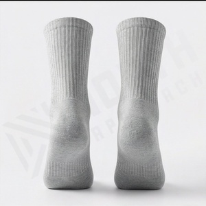 Crew <b>Socks</b> Solid Gray 100% Cotton Breathable Knitted Regular Fit Adult Daily Wear Spring Season - Product Image 2