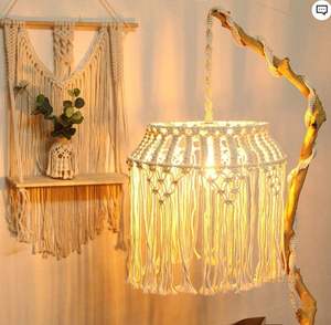 Abat-jour en macramé bohème de luxe, fait main en corde de coton, couverture de lampe suspendue, design personnalisé disponible - Product Image 5