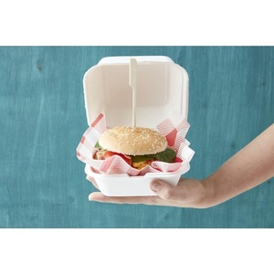Boîtes à clapet robustes en bagasse pour repas à emporter, 6 x 6 pouces, contenants compostables pour plats à emporter, boîtes d'emballage pour restauration rapide - Product Image 1