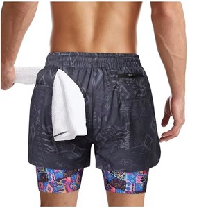Premium Quality 2-in-1 Athletic Workout Shorts Custom Gym Running Casual Solid Pattern Knitted Polyester Cargo Men Quick Dry - Product Image 3