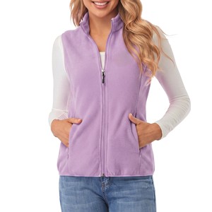 Custom <b>Women's</b> Purple Polar Fleece <b>Vest</b> Stand Collar Full Zip Lightweight Warm Thermal Bodywarmer Sleeveless Jacket Coat OEM - Product Image 1
