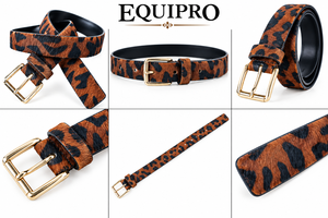 Cinturón de Cuero Genuino Equipro, Color Marrón con Estampado Animal, Estilo Bohemio Casual, Reversible, 3.5cm de Ancho, con Hebilla de Aleación - Product Image 2