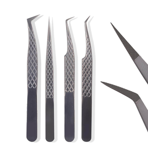 Pince à épiler antidérapante en acier inoxydable pour extensions de cils, pointe en fibre, précision pour outils de maquillage - Vente en gros - Product Image 4