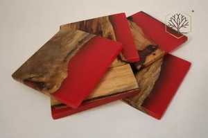 Posavasos de Resina Epoxi, Duraderos, de Calidad, Diseño Único, Aislantes del Calor, Hechos a Mano, Elegantes, Cuadrados, de Madera de Olivo y Resina - Product Image 5