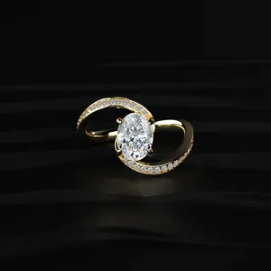 Bague en diamant ovale de 1,25 carat, motif spirale infini, diamant de laboratoire, bande lisse, ajustement confortable, légère, à vendre. - Product Image 1