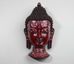 Cabeza de Buda Roja de Resina, Adorno de Pared con Cabeza de Buda, Decoración para el Hogar, Adorno Decorativo - Product Image 3