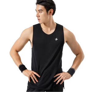 Men's Stretchy Knitted Spandex/Polyester Quick Dry <b>Running</b> <b>Singlet</b> with Custom Logo - Product Image 1