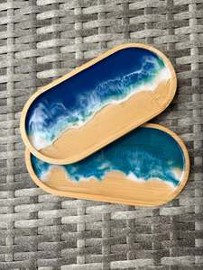 Plateau de service en bois au design luxueux, plateau de service personnalisé en résine époxy et bois, plateau de service décoratif - Product Image 4