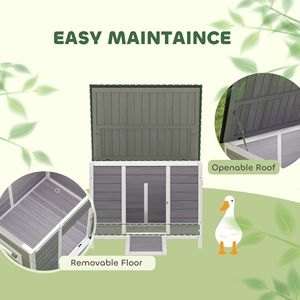 Pollaio in Legno con Tetto Apribile, Gambe Rialzate, Rampa, Finestre Ventilate e Base Rimovibile per Anatre e Conigli - Product Image 4