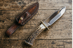 Cuchillo Skinner de Acero D2 Hecho a Mano, Mango de Cuerno, con Funda de Cuero, Acabado Espejo, Cuchillo para Exteriores - Product Image 6