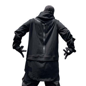 Sweat à capuche Techwear tactique pour homme, noir, streetwear, cyberpunk, hip hop, surdimensionné, avec poche cargo, sweat à capuche urbain, haut utilitaire - Product Image 4