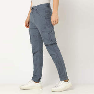 Pantalon cargo gris léger pour homme en Spandex/Coton, imperméable, toile, multi-poches, utilitaire, décontracté, coupe droite, vêtement de travail, streetwear - Product Image 4