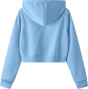 Sudadera con capucha corta de forro polar de alto gramaje para mujer, con cremallera, estilo estético personalizado, minimalista, streetwear, en colores pastel, lisa y básica - Product Image 2