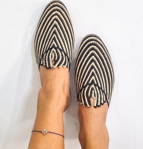 Handmade Raffia <b>Mules</b>: Moroccan Babouches, Summer Flats - Product Image 2