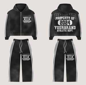 Chándal con diseño personalizado, serigrafía y pedrería, estilo acampanado, tela cálida, diseño de moda para ropa urbana. - Product Image 3