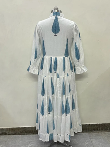 เดรสลำลองผู้หญิง ผ้าทอ 100% คอตตอน ลายพิมพ์ดอกไม้/สีพื้น แต่งโครงสร้าง แขนสั้น เอวทรงเอ็มไพร์ ทรงเบบี้ดอลล์ - Product Image 4