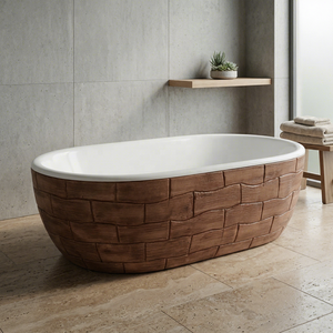 Lavabo de salle de bain de luxe en céramique bicolore moderne, lavabo artistique à poser sur comptoir - Product Image 1