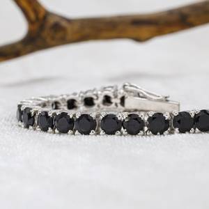 Pulsera de tenis de ónix negro, joyería minimalista, plata de ley 925, pulsera de piedras preciosas negras, elegante regalo para mujer - Product Image 2