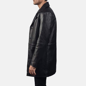 Manteau long à capuche tendance pour homme, coupe-vent en cuir, avec logo personnalisé, style trench-coat d'hiver, élégant et décontracté, streetwear - Product Image 4