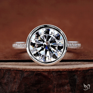 Bague de fiançailles en diamant de laboratoire taille ronde 3,00 ct, sertie d'une monture audacieuse, certifiée IGI, alliance de luxe en diamant. - Product Image 1