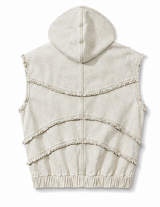 เสื้อกั๊กยีนส์มีฮู้ดแขนกุดสำหรับผู้ชายสไตล์สตรีทแวร์ - Product Image 4