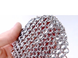 Stainless Steel Chainmail Pot Holder Round Welded Metal Craft Modern Kitchen Accessory - Product Image 2
