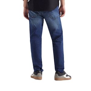 Men's Slim Fit Denim <b>Jeans</b> Medium Blue Wash Cotton Stretch Casual Trousers For Daily Wear Modern Fashion Bottoms - Product Image 4