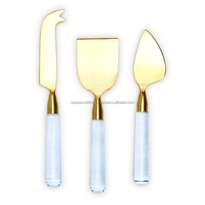 Gold White Marble Handle <b>Cheese</b> <b>Knives</b> <b>Set</b> Stainless Steel Charcuterie Spreader Tableware Wholesale Custom Home Party Decor Top - Product Image 3