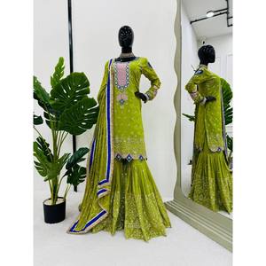 Conjunto de traje de talla XL para fiesta con hilo y trabajo de secuencia para un aspecto elegante - Product Image 5