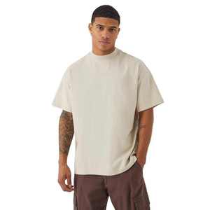 Wholesale Men's Custom Regular Fit Knitted T-Shirts High Quality 300 Gsm Trendy 100% Cotton Heavy Weight <b>Plain</b> Crew Neck <b>tshirts</b> - Product Image 4