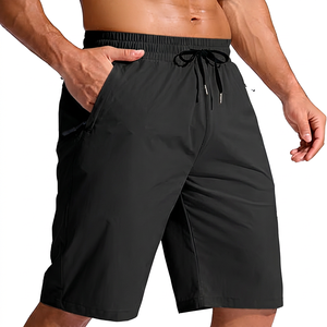 Shorts de plage pour homme, couleur unie, séchage rapide, tissu tissé, cordon de serrage, taille élastique, décontractés, style Bermuda - Product Image 2