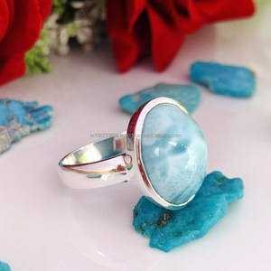 925 Sterling Silver Fine Ring Dominican Republic <b>Larimar</b> Square Gemstone Blue Wedding <b>Jewelry</b> From the Republic - Product Image 4
