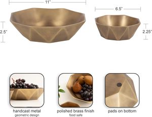Brass Cast Aluminum Food-Safe Fruit Bowl for Kitchen Counter Entryway <b>Key</b> <b>Holder</b> - Product Image 5