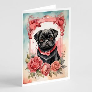 Lunatique A7 Taille 5x7 Carlin Noir Valentine Roses Cartes Vierge Paquet de 8 avec Enveloppes Cartes de Voeux - Product Image 1