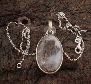 Pendentif en jaspe naturel, argent sterling 925 plaqué platine, collier minimaliste vintage en pierres précieuses, charme en pierre unisexe, vente en gros - Product Image 3