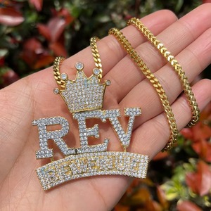 Crown Moissanite Letter <b>Pendant</b> 18K Gold Plated Iced Out Luxury Charms Hip Hop Jewelry Custom <b>Initial</b> Letter <b>Pendant</b> For Gifts - Product Image 5