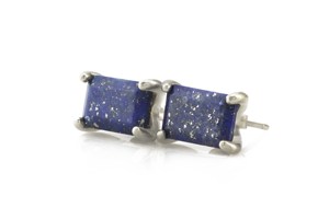 2026 New Arrival Solid 925 Sterling <b>Silver</b> Light Weight Minimalist Gold Plated Natural Lapis Gemstone Women's Fine <b>Stud</b> Earrings - Product Image 3