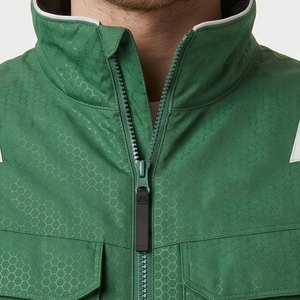 <b>Men's</b> Green Hi Visibility Reflective Work <b>Jacket</b> With <b>White</b> And Yellow Stripes Stand Collar Zipper Front Safety Coat <b>Jacket</b> <b>Men</b> - Product Image 4