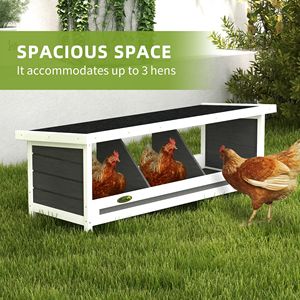 Gallinero de Techo Asfáltico Gris con Nidos y Accesorios de Madera para hasta 3 Gallinas, Jaulas para Animales - Product Image 3