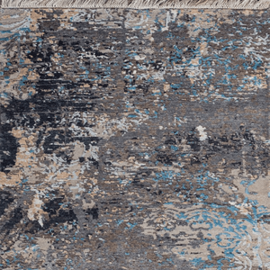 Tapis d'appoint en laine et soie de bambou noué à la main, sur mesure, moderne, abstrait, à poils ras, pour espaces élégants - Product Image 4