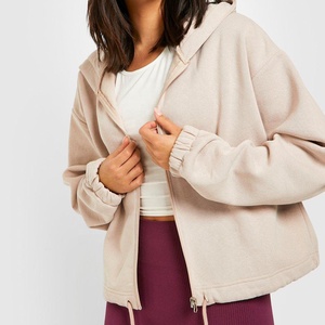 Sweat-shirt à capuche court surdimensionné personnalisé de haute qualité, livraison directe, pour femmes. - Product Image 2