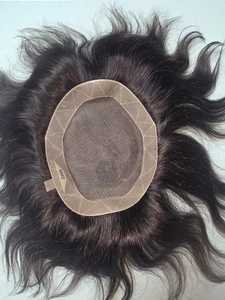 Perruque Toupee en Cheveux Humains Brésiliens Remy de Los Angeles pour Hommes, Courte, avec Dentelle Frontale et Base en Dentelle, Couleur Naturelle - Product Image 5