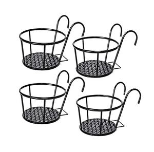 Metal Hanging Planter Pot <b>For</b> Balcony Railing Decorative Metal Hanging Pot Custom Metal Plant Hanger Wall Bracket Home Decor - Product Image 3