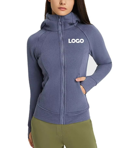 Sweat-shirt à capuche personnalisé pour l'hiver, vêtements de sport à manches longues, vêtements épais et chauds, veste de sport à fermeture éclair pour femmes, veste de yoga à fermeture éclair - Product Image 1