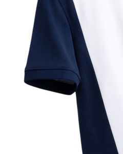 Polo de manga corta para hombre, azul marino, blanco y gris claro, con cremallera de un cuarto, estilo casual, de punto, con bloques de color, fabricado a medida. - Product Image 5