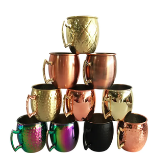 Mug à bière Moscow Mule en acier inoxydable plaqué cuivre, artisanat indien - Product Image 1