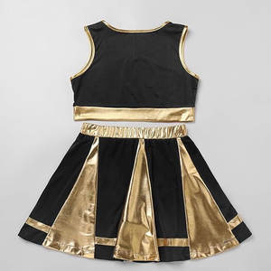 Trajes Metálicos de Animadora para Mujer, Top Corto, Minifalda Plisada, Uniforme de Animadora, Disfraz de Halloween para Adultos, Brillante y Deportivo - Product Image 5