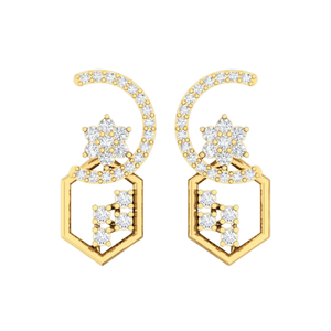 ต่างหูเพชรทรงหยดน้ำแบบคลาสสิกประดับเพชรเม็ดเดี่ยว งานแฮนด์เมดทองคำ 14K - เครื่องประดับสุดหรู - Product Image 1