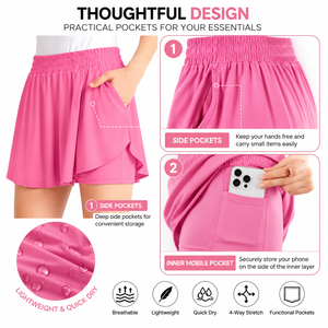 Jupes de golf pour filles au design personnalisé, jupes de sport pour la course à pied et le tennis avec short intégré et poche, vêtements de sport pour femmes - Product Image 2